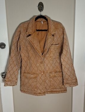 YFB Quilted Tan Women's Jacket - Classic Single-Breasted Style_1